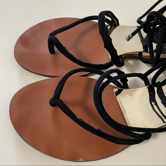 Vince Camuto lace up black suede flat sandals summer - Picture 5 of 10